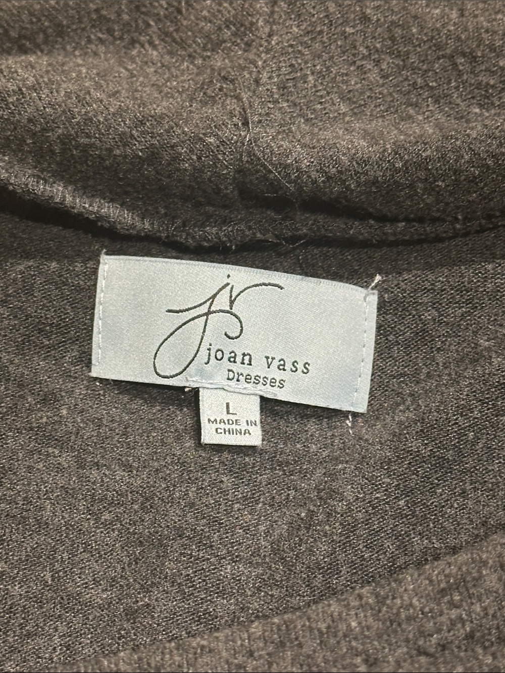 Joan Vass Charcoal Cowl Neck Knit Dress, L